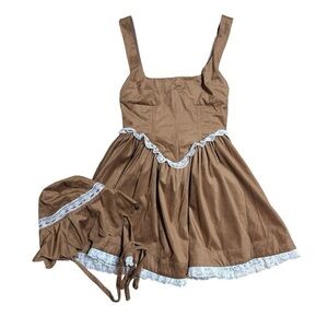 For Love & Lemons Brown Suede Hadley Mini Dress US S